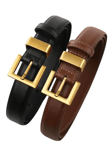 Fashion Leather Square Gold Buckle Belt Minimalist Jeans Clothing Accessories Luxury Designer Brand Belt for Women, Drestiny, Belts, Accessories For Women, Leather Belts, Black Leather Belt, Brown Leather Belt, Gender_Women, United States, Canada, Australia, New Zealand, United Kingdom, Brown, Black, 105cm, shopdrestiny.com